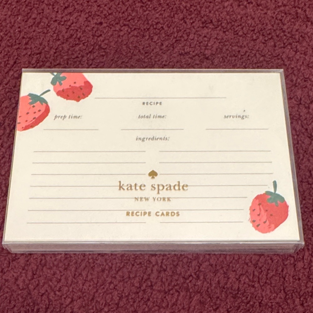 kate spade Cream Recipe Cards with Strawberry Illustration